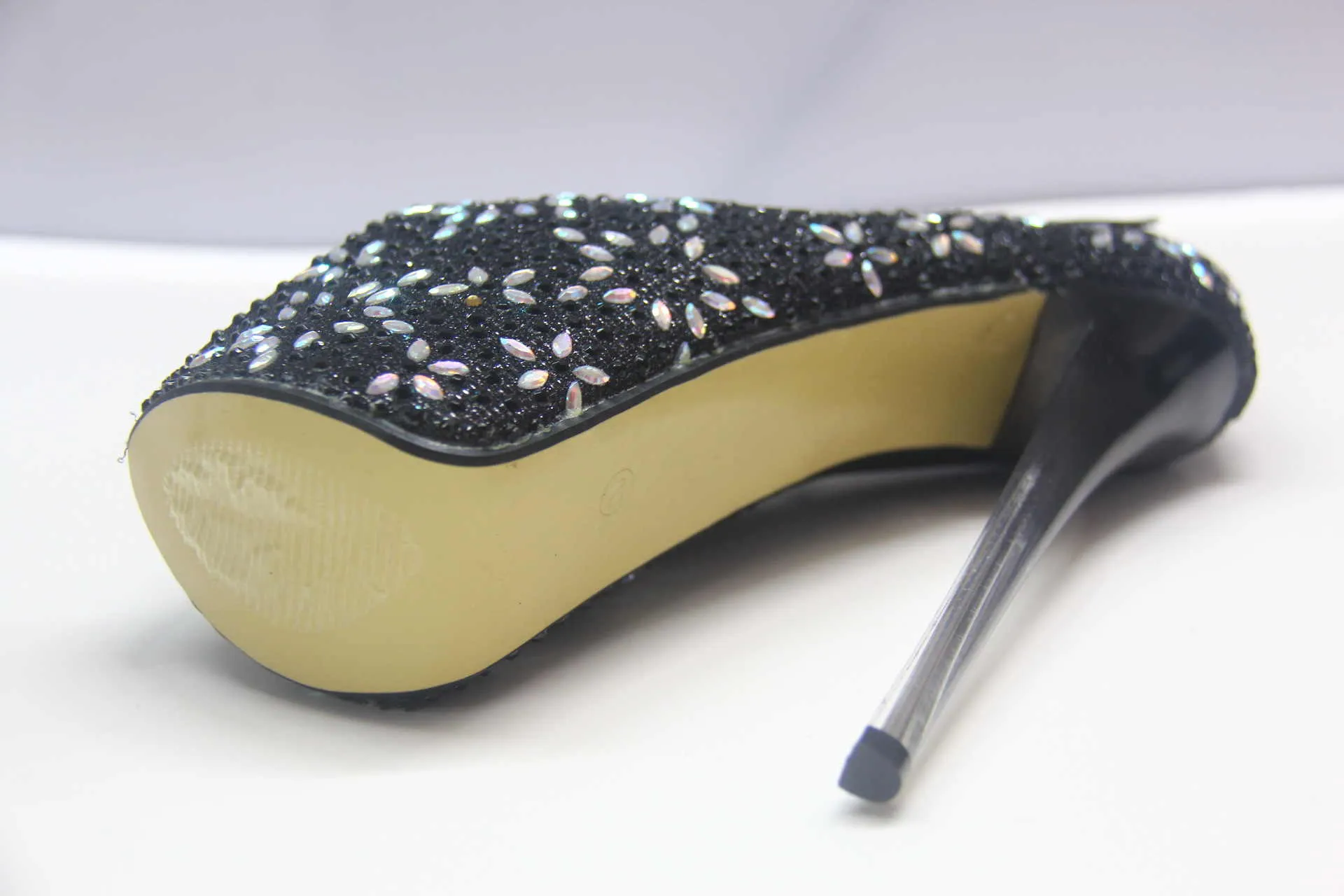 Super High-heeled Rhinestone Sexy T-stage Hate High Female Single Shoes Large Size Fish Mouth