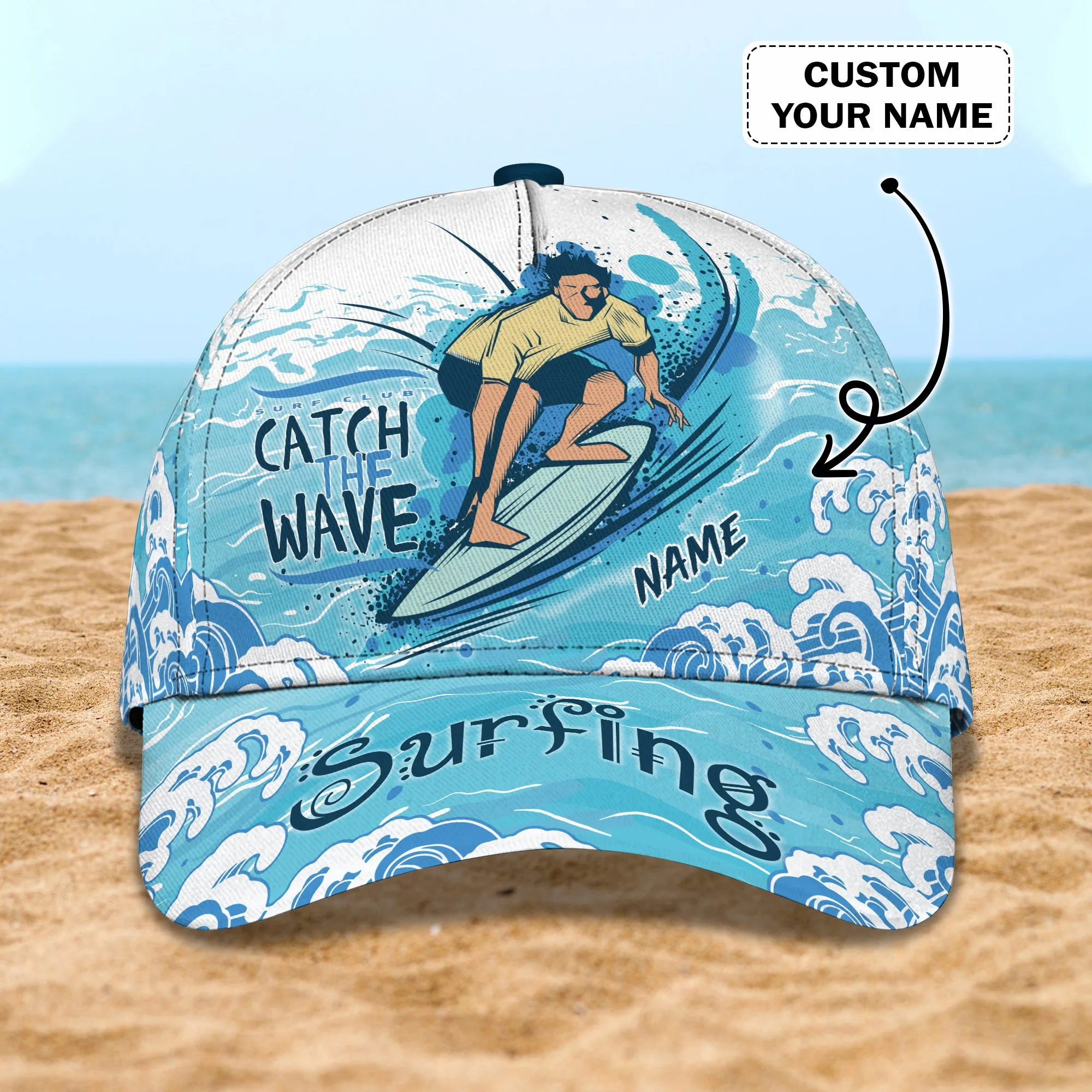 Surfing - Personalized Name Cap - Dp98 - Dp326