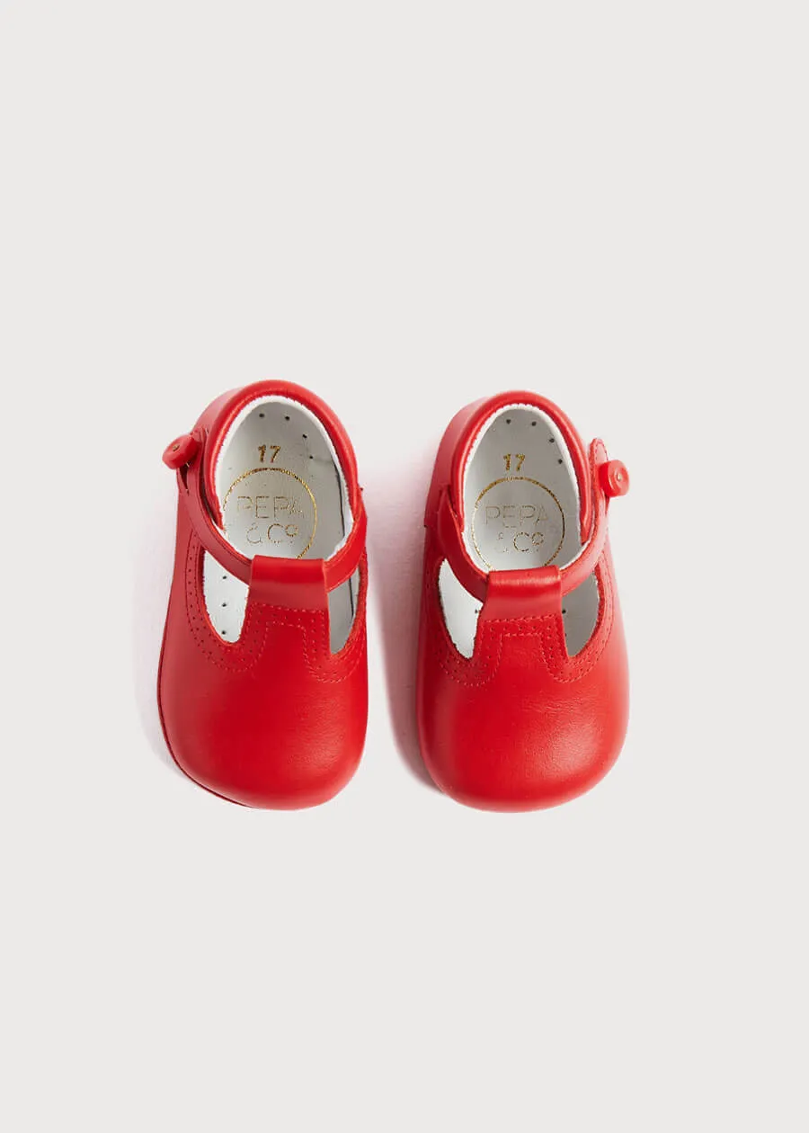 T-Bar Pram Shoes in Red (17-20EU)