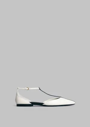 T-Strap D'Orsay Flat in Leather - Ivory