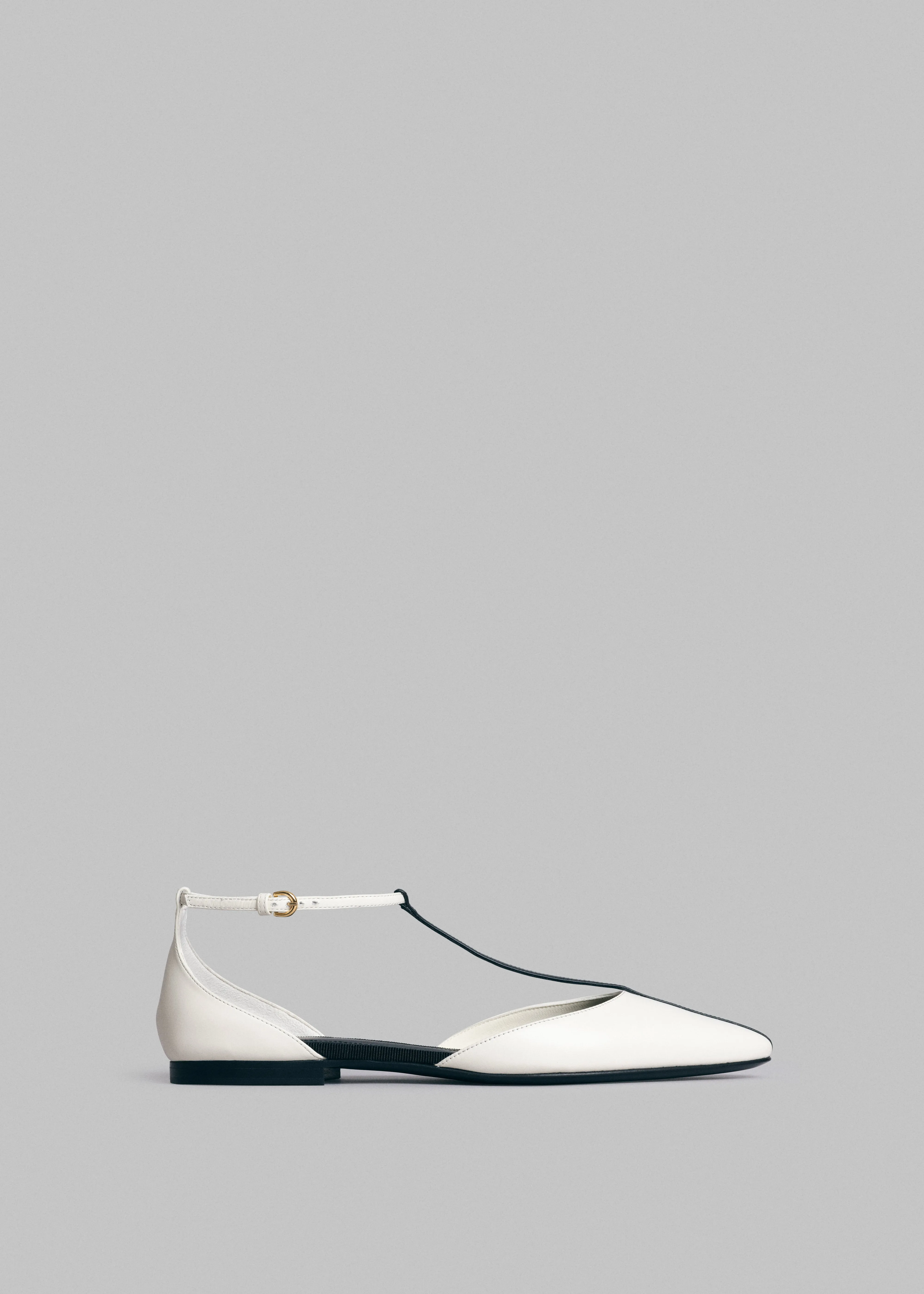 T-Strap D'Orsay Flat in Leather - Ivory
