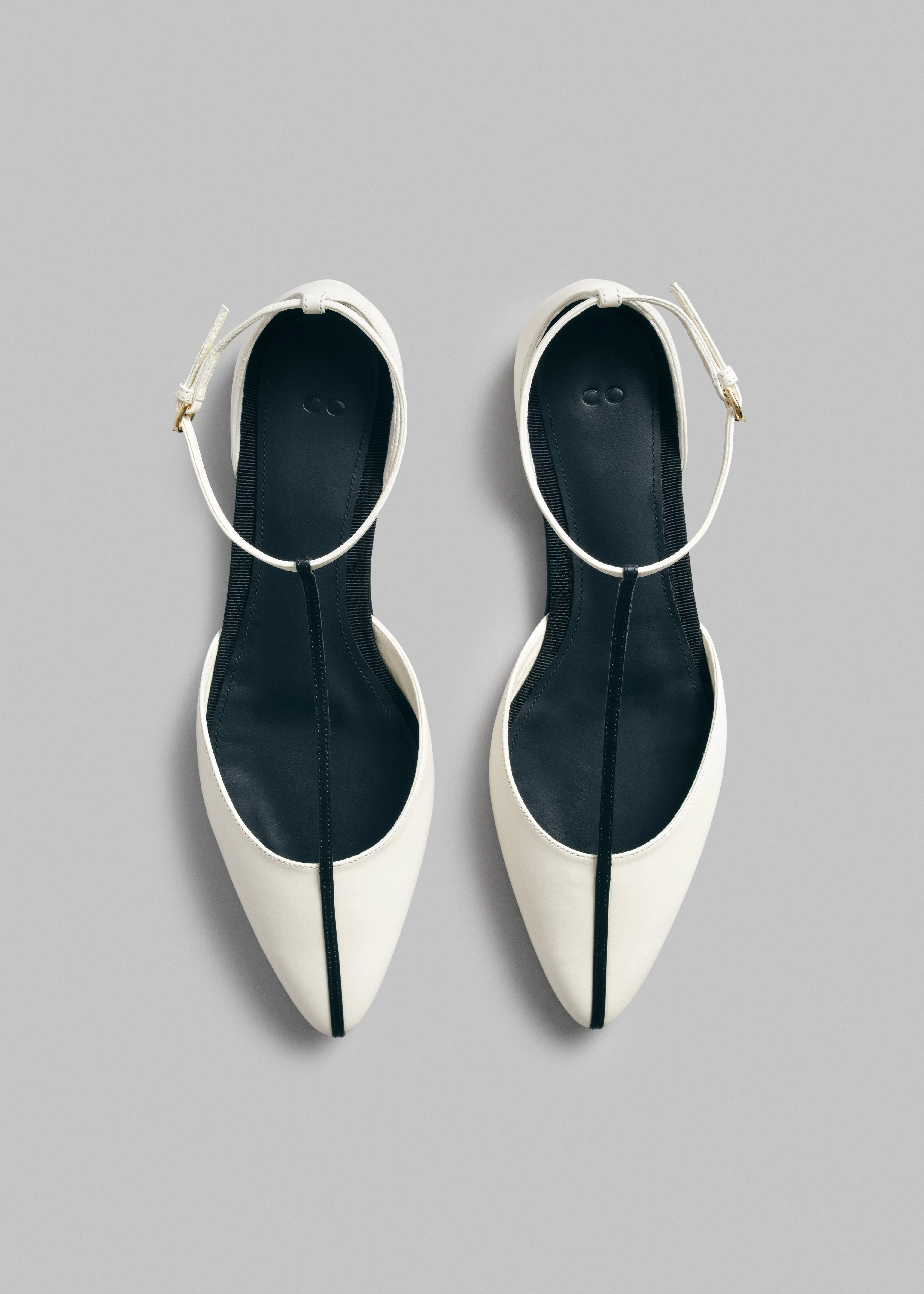 T-Strap D'Orsay Flat in Leather - Ivory