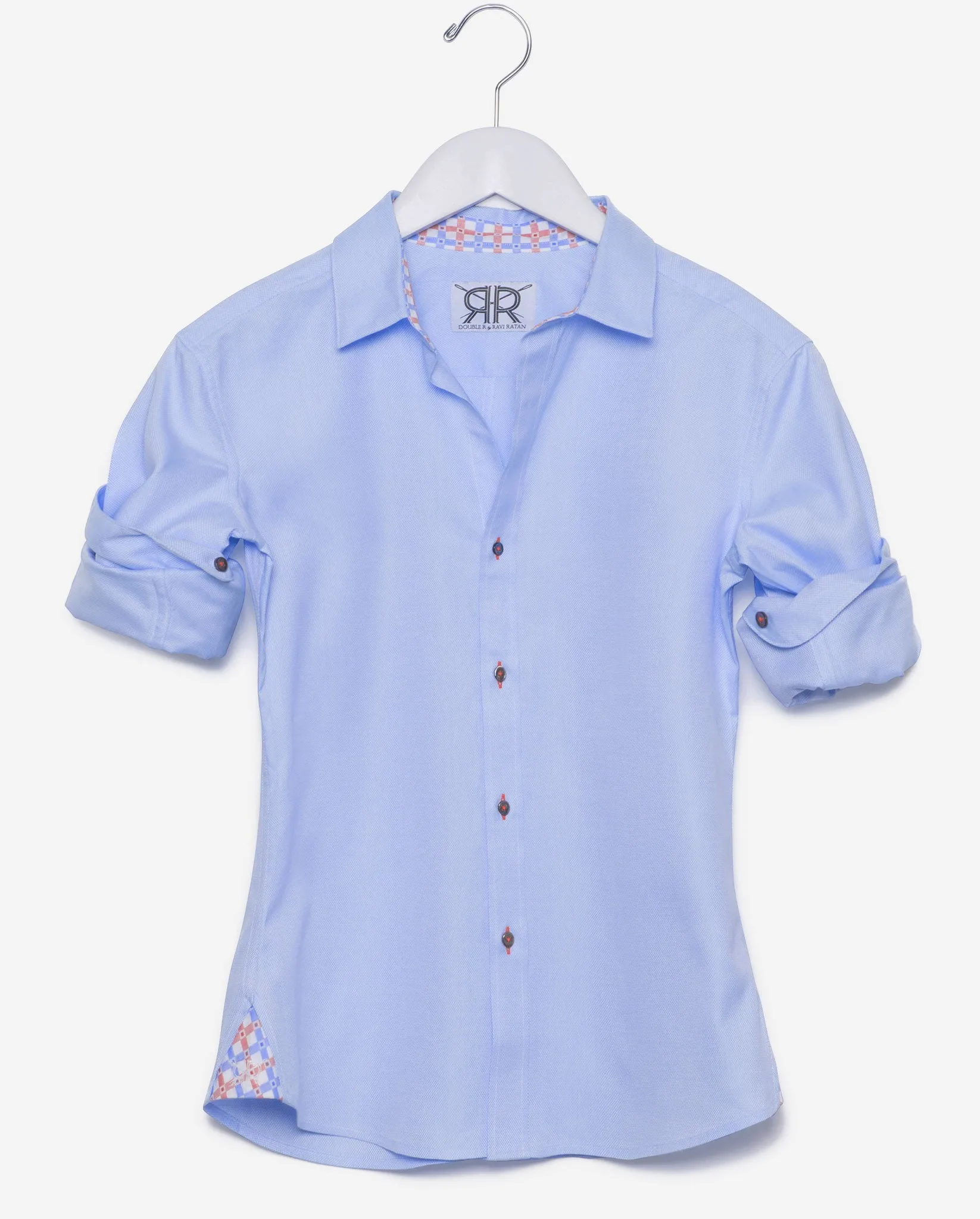 Tailored - Blue Oxford with Red/Blue Contrast Check