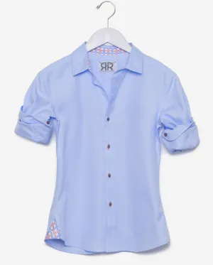 Tailored - Blue Oxford with Red/Blue Contrast Check
