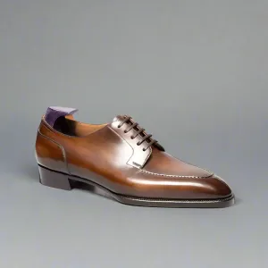 Tan Brown Leather Lamria Split Toe Derby Shoes - Formal Shoes