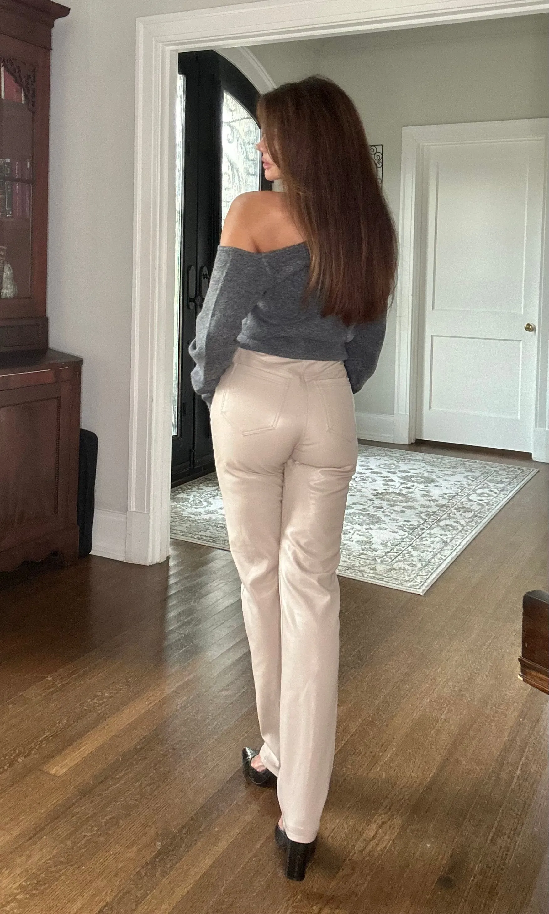 Taylor Sand Vegan Leather Pencil Pant
