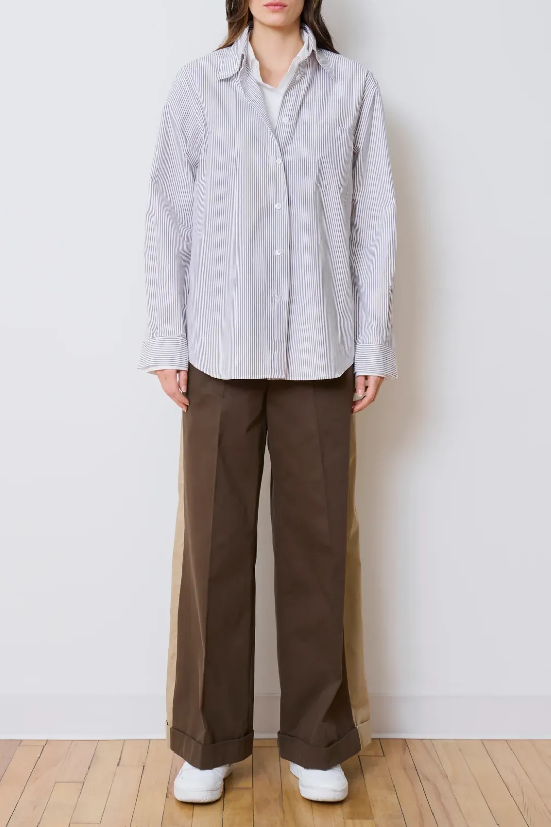 The Double Shirt | Brown Pinstripe