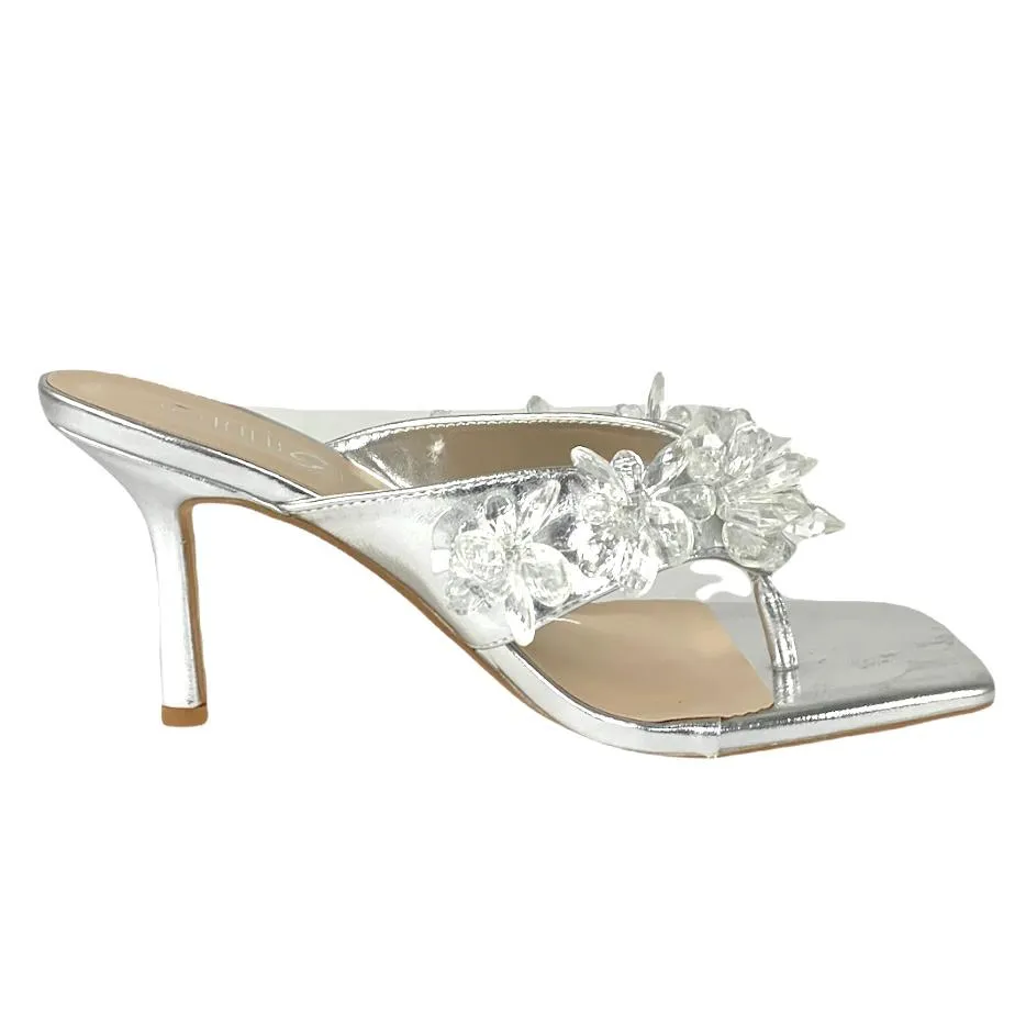 Thong Square Toe Stiletto Heel Women's Sandals