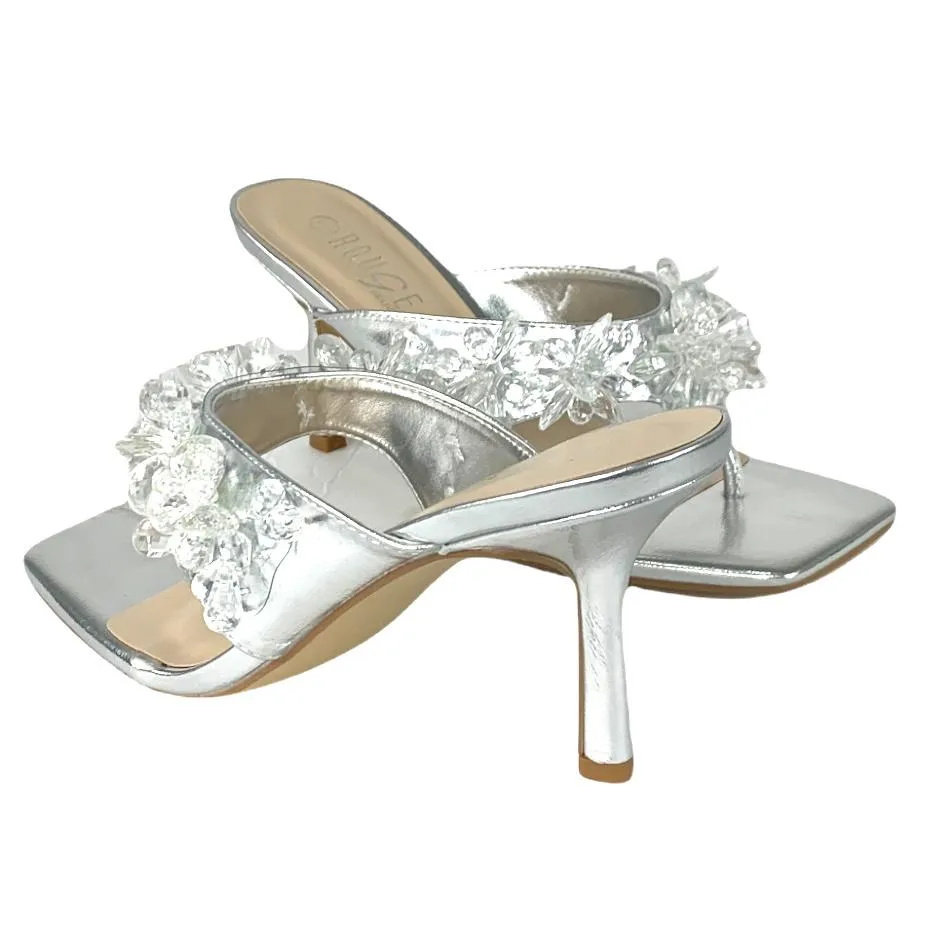 Thong Square Toe Stiletto Heel Women's Sandals