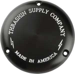 Thrashin Supply Company TSC-3000-4 Classic Derby Cover - Machine-Cut Black Anodized