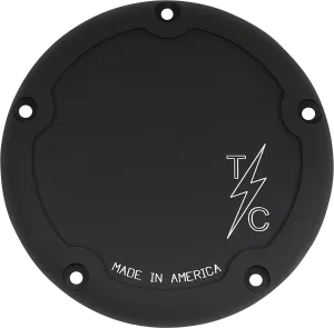 Thrashin Supply Company TSC-3013-4 Dished Derby Cover - Machine-Cut Black Anodized