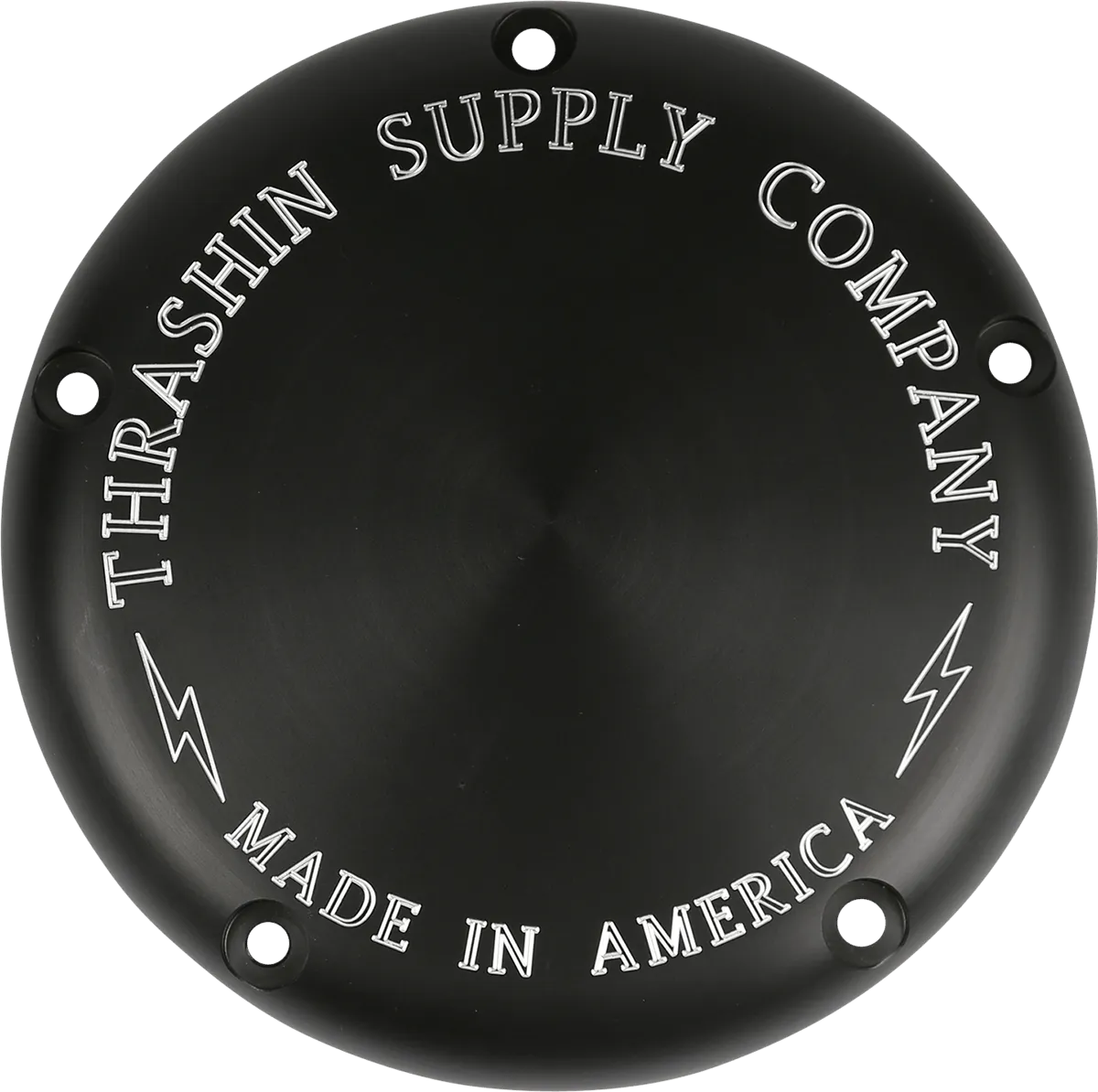 Thrashin Supply Company TSC-3014-4 Billet Derby Cover - Machine-Cut Black Anodized