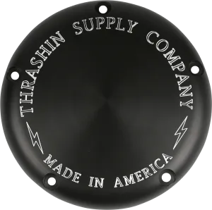 Thrashin Supply Company TSC-3014-4 Billet Derby Cover - Machine-Cut Black Anodized