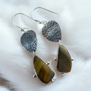 Tigers Eye Solid 925 Sterling Silver Earrings