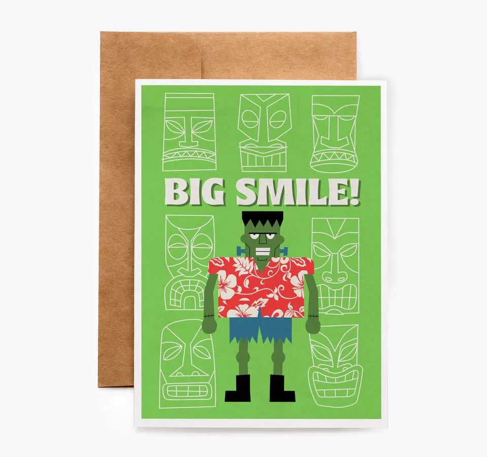 Tiki Frankenstein Birthday Card
