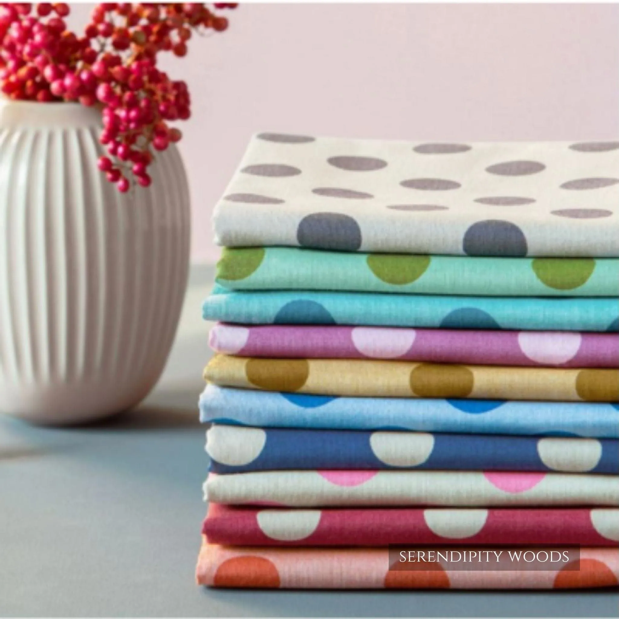 Tilda Chambray Dots Ginger Fabric 160052
