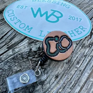 Tooled Leather Badge Reel