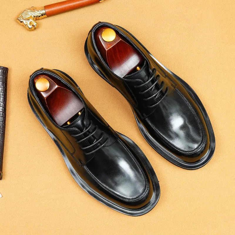 Top Layer Cowhide Men's Leather Shoes Casual Leather Shoes Men's Business Genuine Leather England Style All-Matching round Toe Business Formal Wear Derby Shoes68912