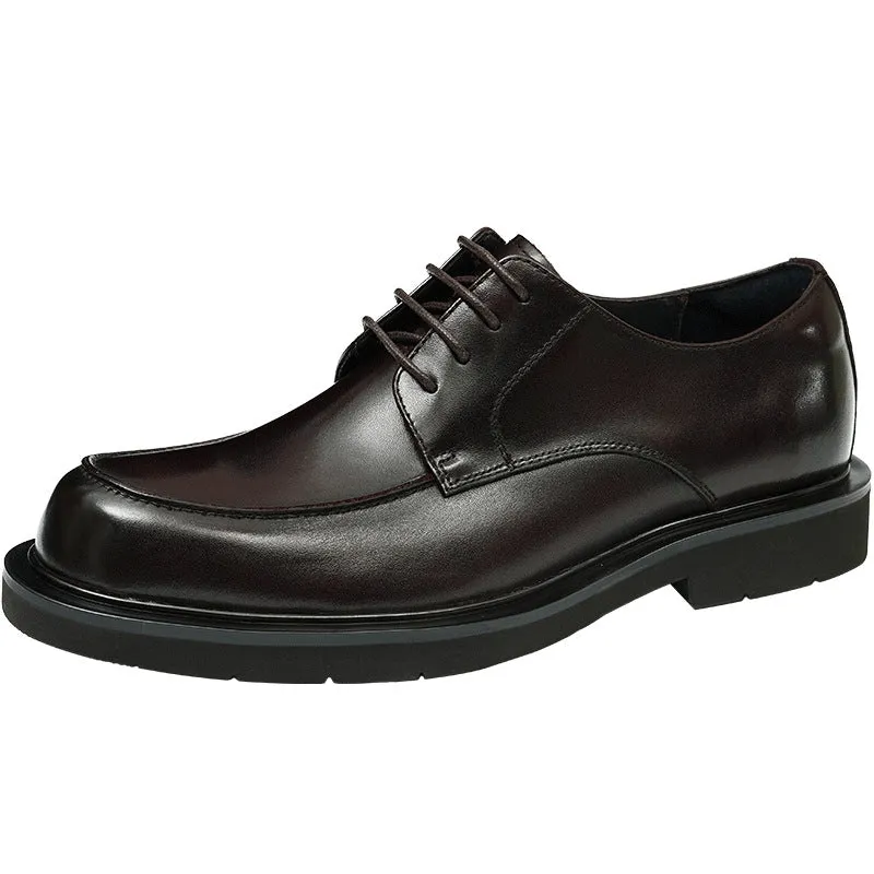 Top Layer Cowhide Men's Leather Shoes Casual Leather Shoes Men's Business Genuine Leather England Style All-Matching round Toe Business Formal Wear Derby Shoes68912