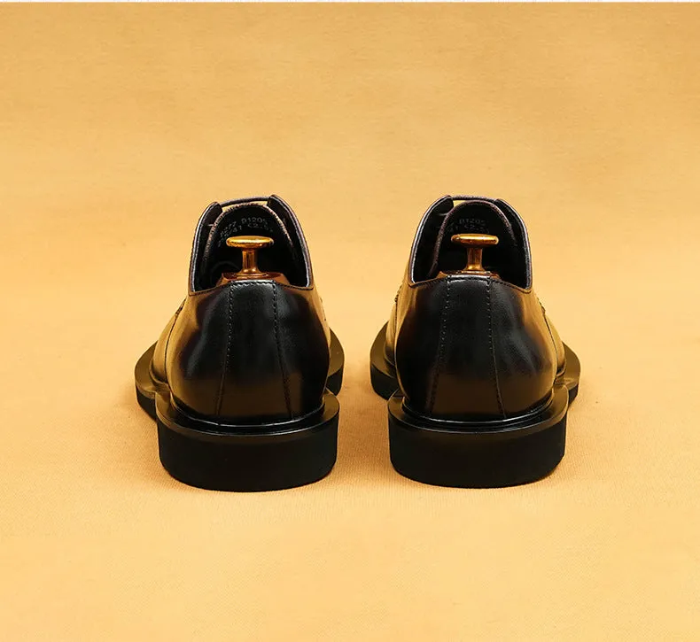 Top Layer Cowhide Men's Leather Shoes Casual Leather Shoes Men's Business Genuine Leather England Style All-Matching round Toe Business Formal Wear Derby Shoes68912