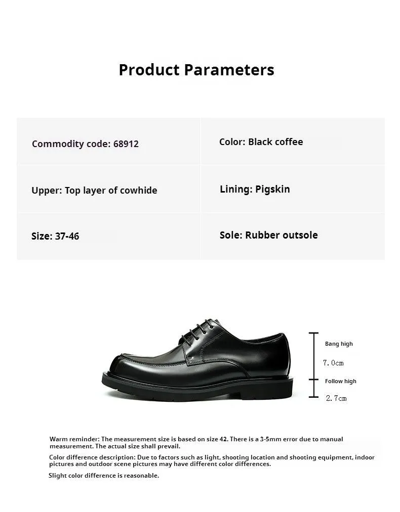 Top Layer Cowhide Men's Leather Shoes Casual Leather Shoes Men's Business Genuine Leather England Style All-Matching round Toe Business Formal Wear Derby Shoes68912
