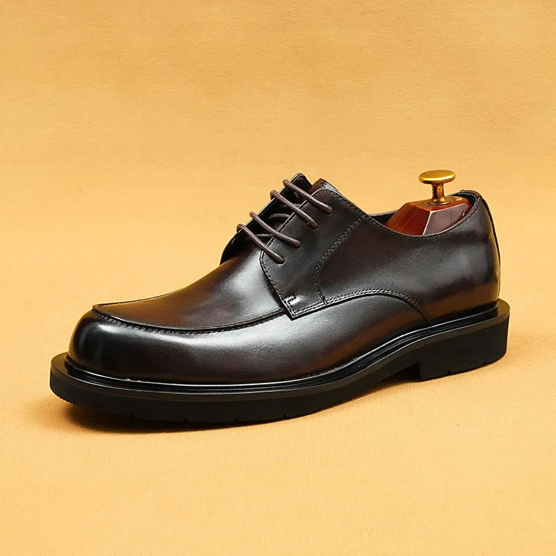 Top Layer Cowhide Men's Leather Shoes Casual Leather Shoes Men's Business Genuine Leather England Style All-Matching round Toe Business Formal Wear Derby Shoes68912