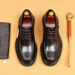 Top Layer Cowhide Men's Leather Shoes Casual Leather Shoes Men's Business Genuine Leather England Style All-Matching round Toe Business Formal Wear Derby Shoes68912
