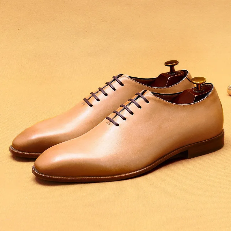 Top Layer Cowhide Men's Leather Shoes Internet Celebrity Green Leather Shoes Men's Niche Leather Oxford Shoes Business Formal Men's Shoes68871