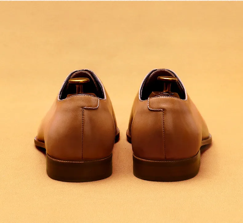 Top Layer Cowhide Men's Leather Shoes Internet Celebrity Green Leather Shoes Men's Niche Leather Oxford Shoes Business Formal Men's Shoes68871