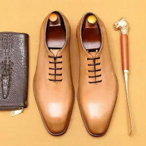 Top Layer Cowhide Men's Leather Shoes Internet Celebrity Green Leather Shoes Men's Niche Leather Oxford Shoes Business Formal Men's Shoes68871