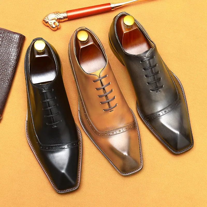 Top Layer Cowhide Men's Leather Shoes Men's Leather Shoes Genuine Leather England Style Brogue Business Formal Wear Shoes68878