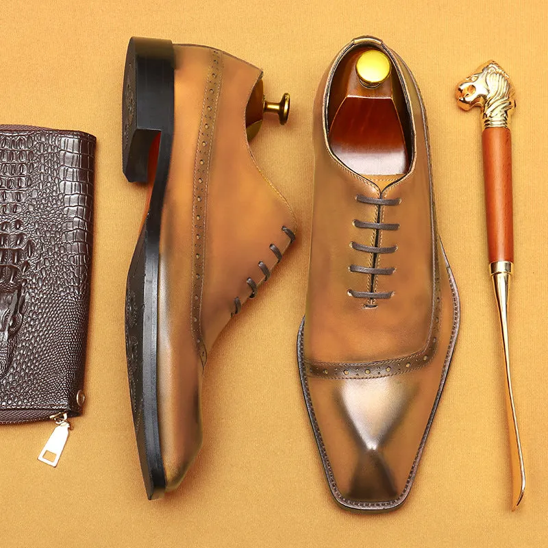 Top Layer Cowhide Men's Leather Shoes Men's Leather Shoes Genuine Leather England Style Brogue Business Formal Wear Shoes68878