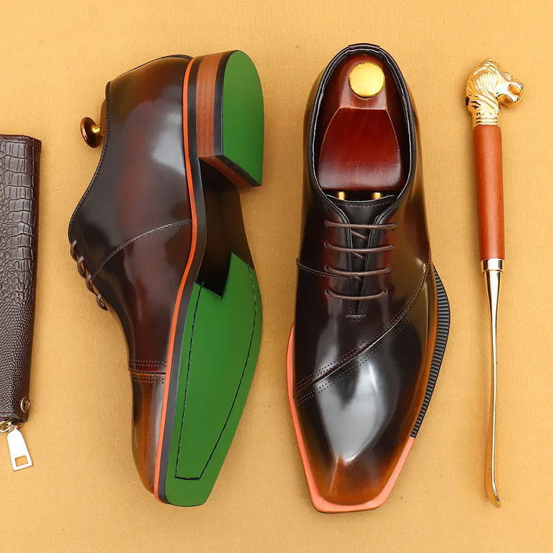Top Layer Cowhide Men's Leather Shoes Patent Leather Shiny Leather Shoes Men's Genuine Leather Business Formal Wear British Wedding Bridegroom Men's Shoes23690
