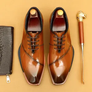 Top Layer Cowhide Men's Leather Shoes Patent Leather Shiny Leather Shoes Men's Genuine Leather Business Formal Wear British Wedding Bridegroom Men's Shoes23690