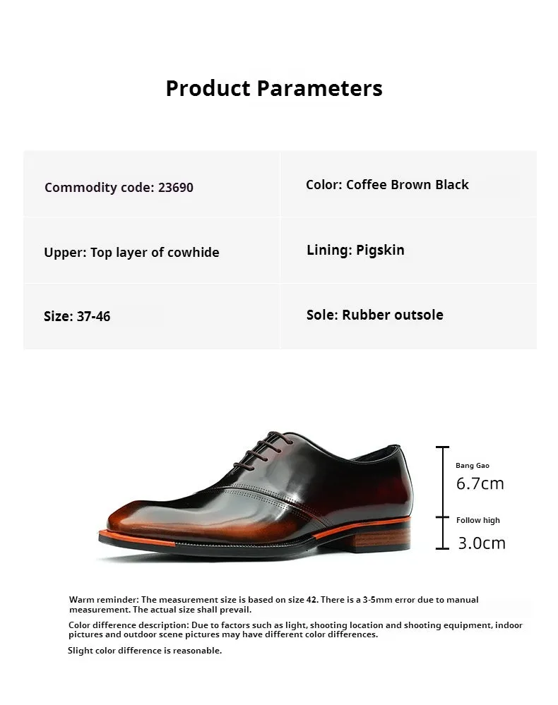 Top Layer Cowhide Men's Leather Shoes Patent Leather Shiny Leather Shoes Men's Genuine Leather Business Formal Wear British Wedding Bridegroom Men's Shoes23690