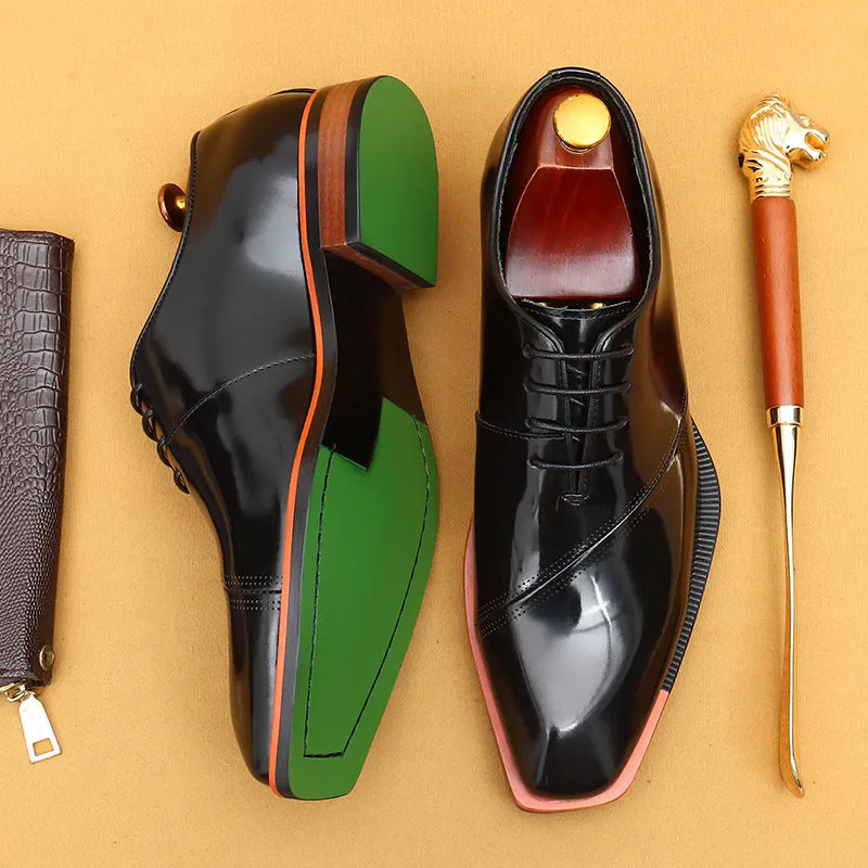 Top Layer Cowhide Men's Leather Shoes Patent Leather Shiny Leather Shoes Men's Genuine Leather Business Formal Wear British Wedding Bridegroom Men's Shoes23690