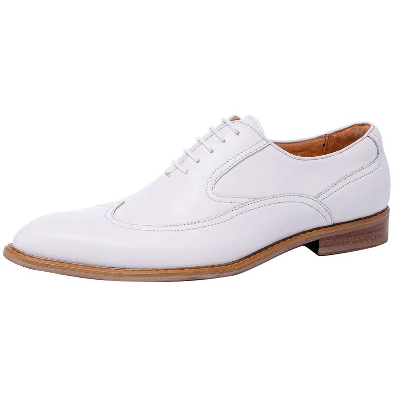 Top Layer Cowhide Men's Leather Shoes White Leather Shoes Men's Genuine Leather Business Formal Wear British Simple Pointed Oxford Shoes Physical Store Men's Shoes68138