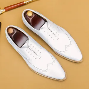 Top Layer Cowhide Men's Leather Shoes White Leather Shoes Men's Genuine Leather Business Formal Wear British Simple Pointed Oxford Shoes Physical Store Men's Shoes68138