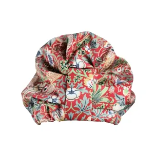 Turban Shower Cap - William Morris Strawberry Thief Red