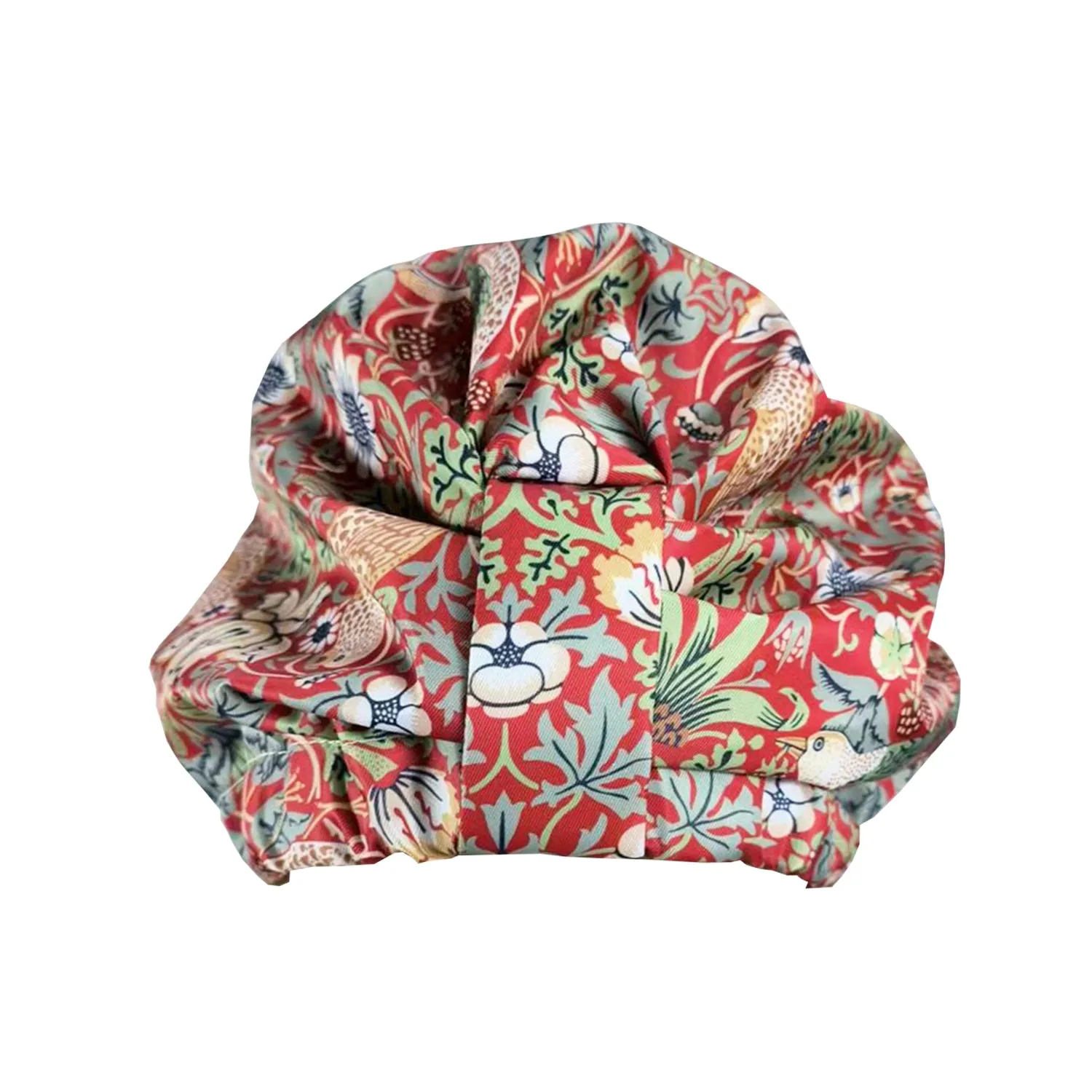Turban Shower Cap - William Morris Strawberry Thief Red