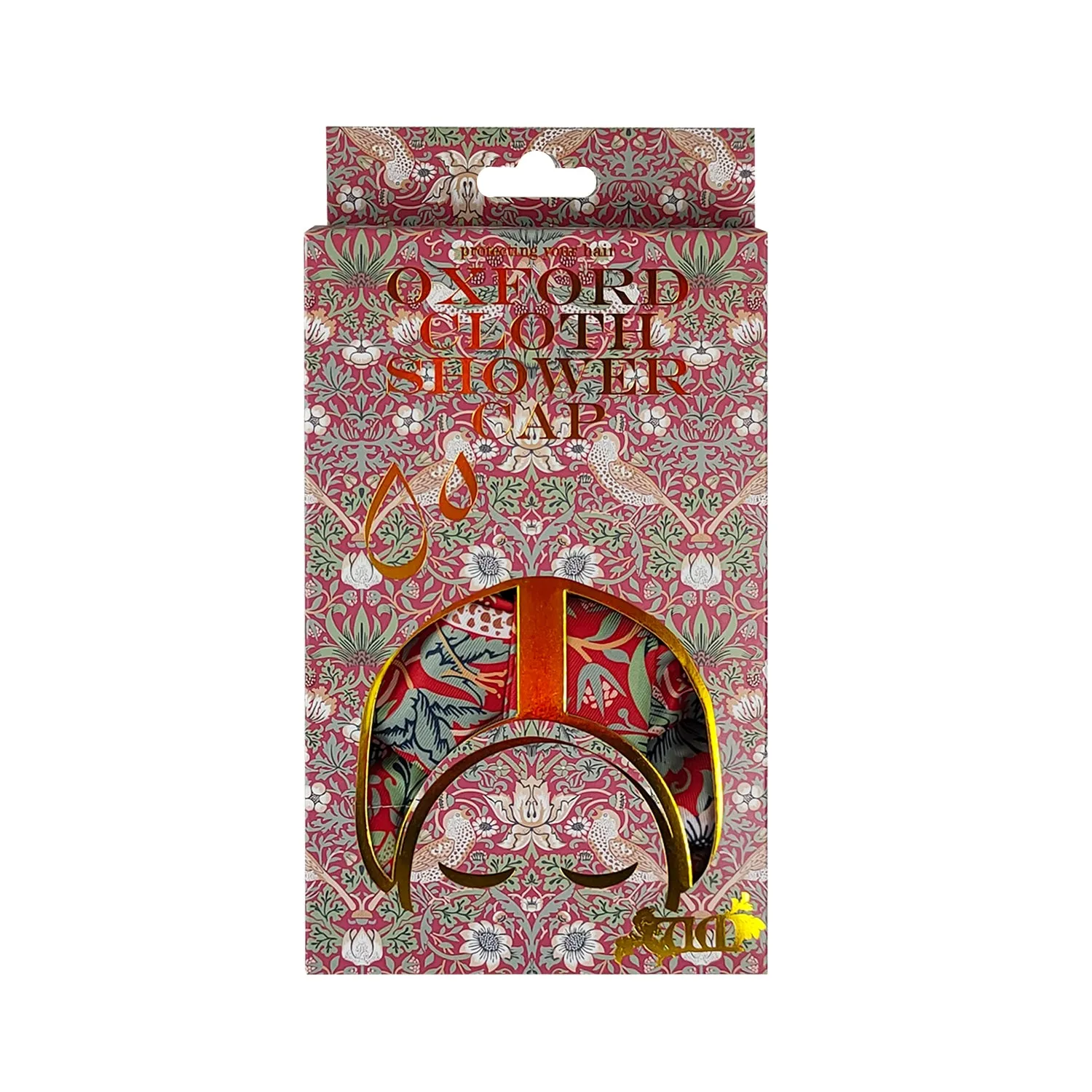 Turban Shower Cap - William Morris Strawberry Thief Red