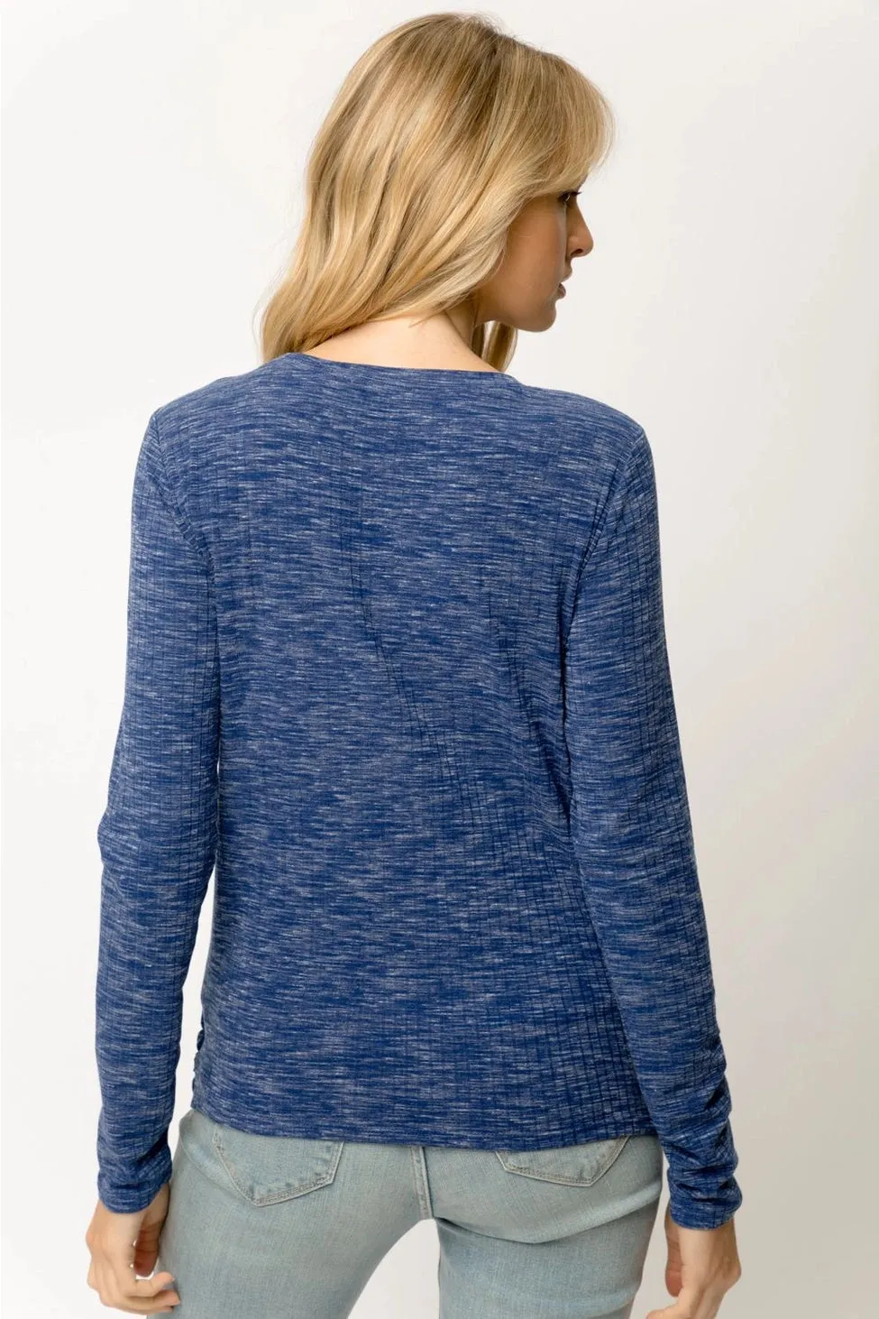 Twist Front Long Sleeve Knit Top Blue Sapphire