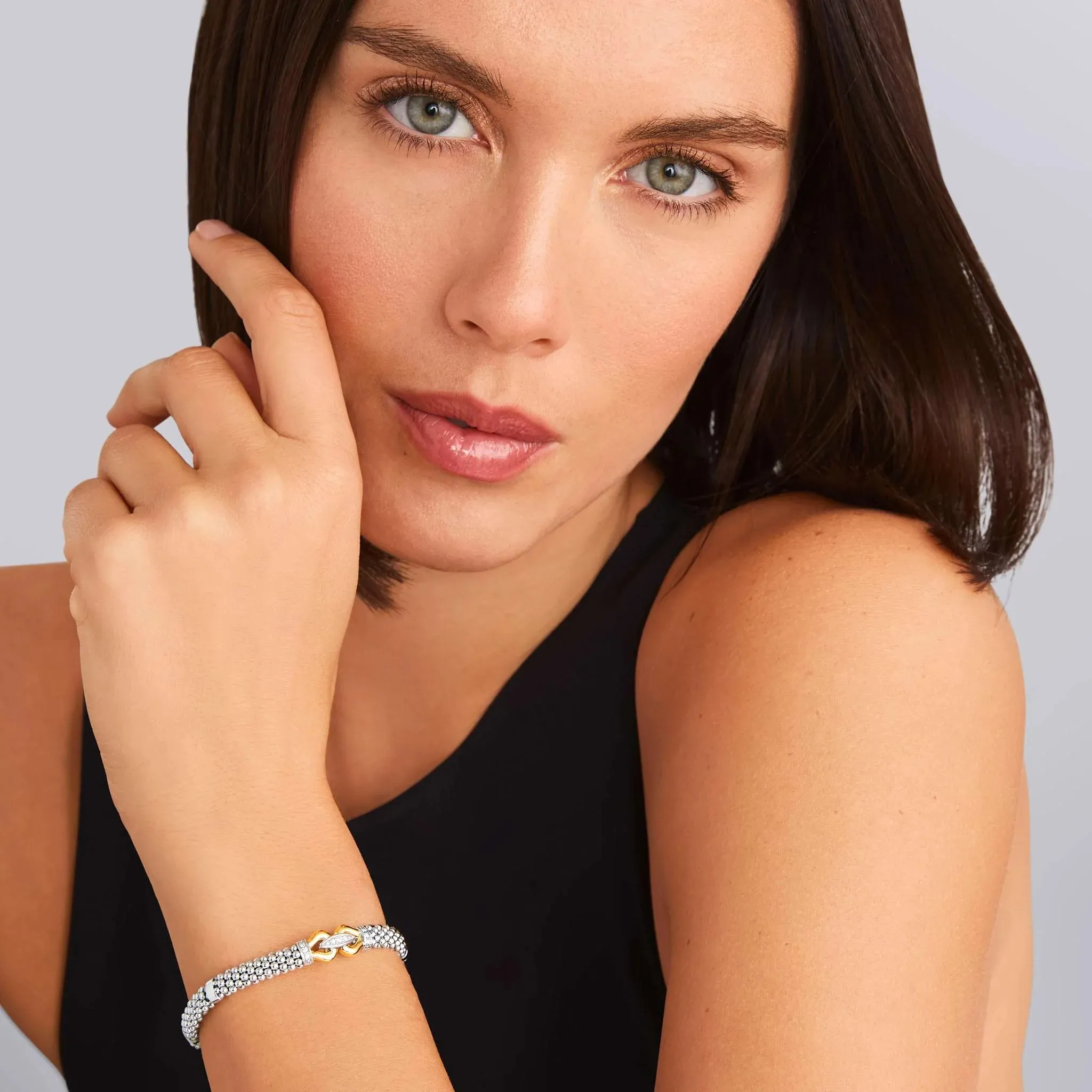 Two-Tone Caviar Buckle Diamond Bracelet | 9mm