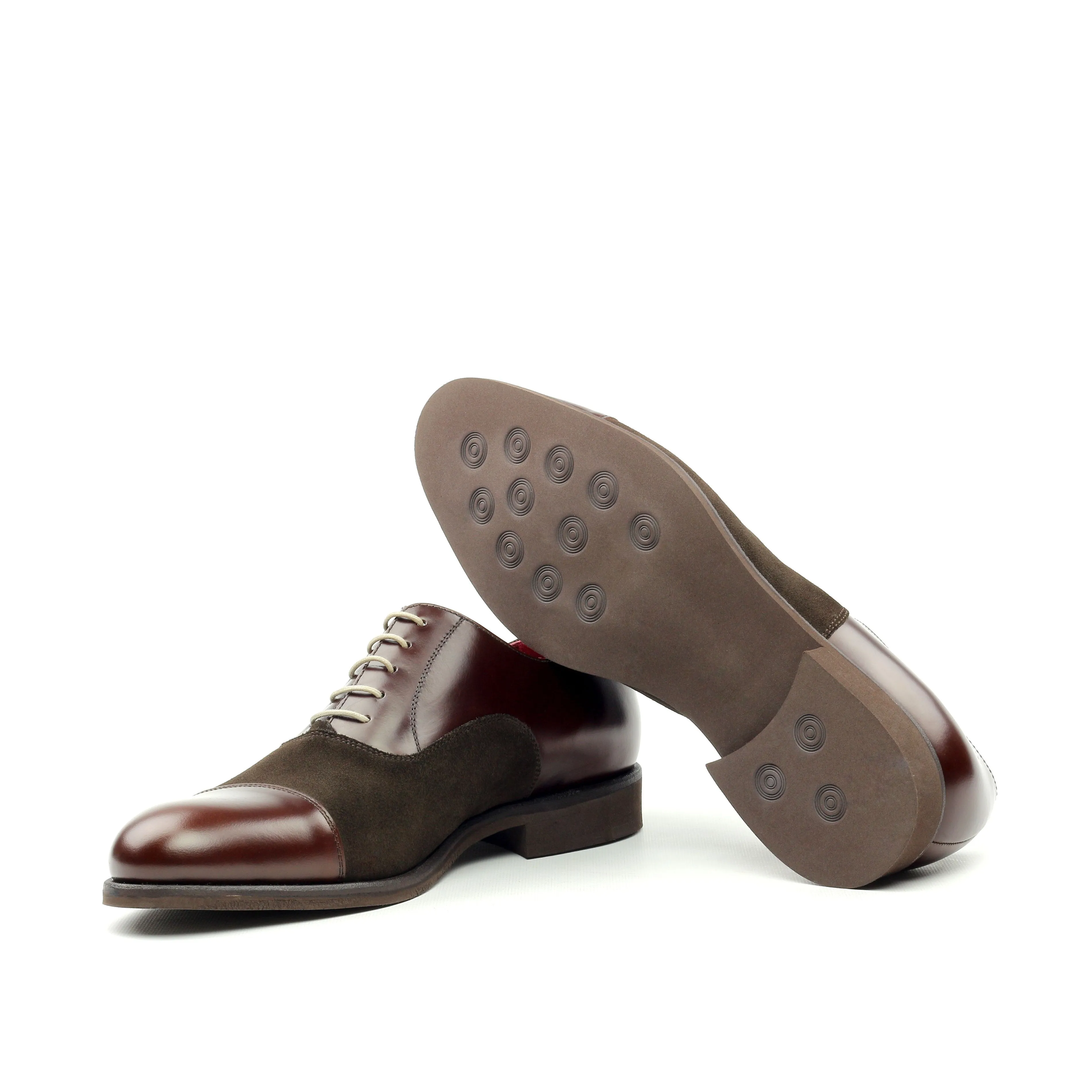 Unique Handcrafted Burgundy Box Calf Derby w/ Cap Toe