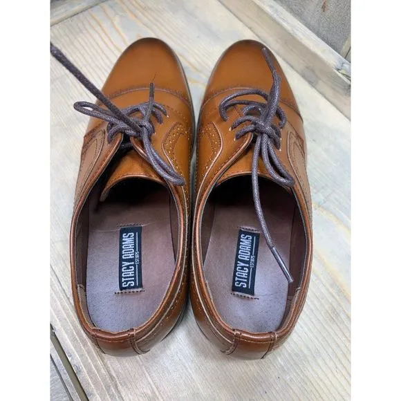 Us4 NEW STACY ADAMS Men's Dickinson Cap Toe Oxford Cognac Tan Brown