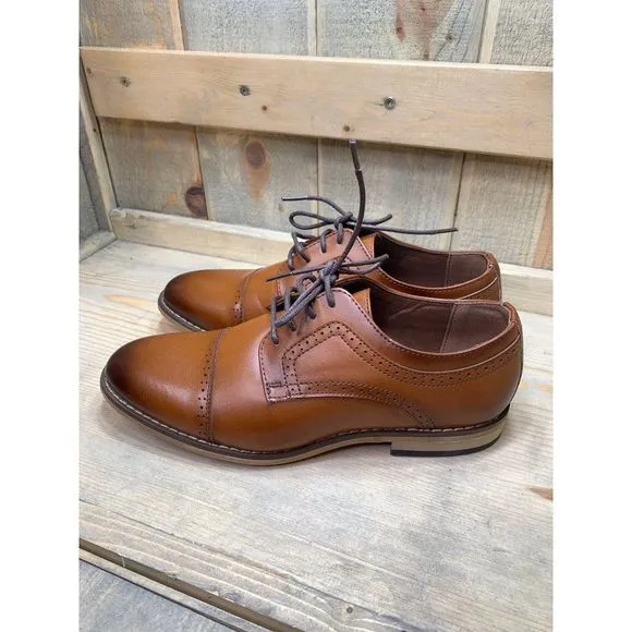 Us4 NEW STACY ADAMS Men's Dickinson Cap Toe Oxford Cognac Tan Brown