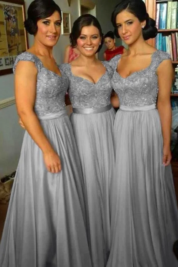 V-neck Long Cap Sleeves Dark Red Bridesmaid Dress With Beading Lace  TY0010
