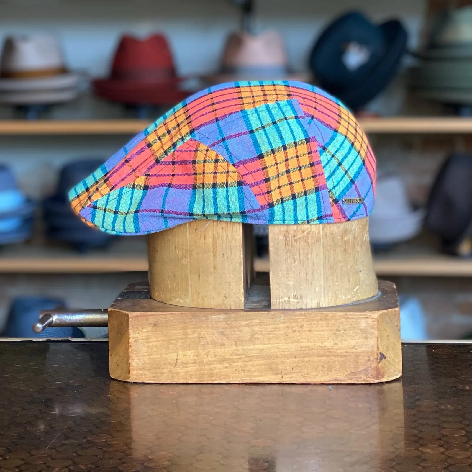 Vibrant Check Flat Cap