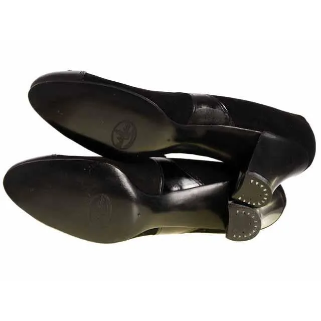 Vintage Ladies Black Suede/Patent Cap Toe Oxford Shoes 1920S Walk Over NIB Size 6A