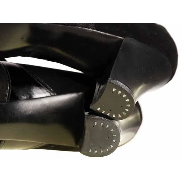 Vintage Ladies Black Suede/Patent Cap Toe Oxford Shoes 1920S Walk Over NIB Size 6A